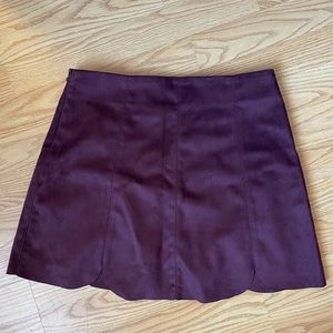 Pull & Bear suede skirt with scalloped edge design